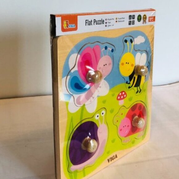 New Sealed VIGA Flat Puzzle w/Big Wooden Knob Puzzle- Insect - Picture 8 of 9